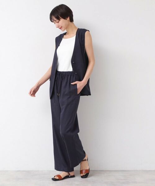 Dessin / デッサン パンツ | 【セットアップ可能・ウエストゴム・洗える】リネンブレンドポケット付パンツ(S~L) | 詳細10