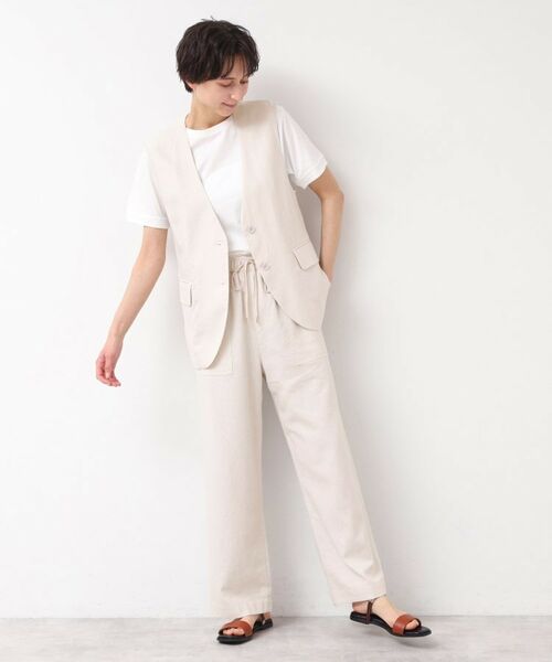 Dessin / デッサン パンツ | 【セットアップ可能・ウエストゴム・洗える】リネンブレンドポケット付パンツ(S~L) | 詳細3