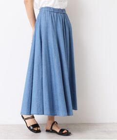 Dessin / デッサン ロング・マキシ丈スカート | 【ウエストゴム・洗える】綿麻デニムフレアースカート