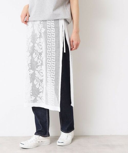 Dessin / デッサン スカート | 【洗える】フラワー柄ニット巻き風スカート | 詳細1