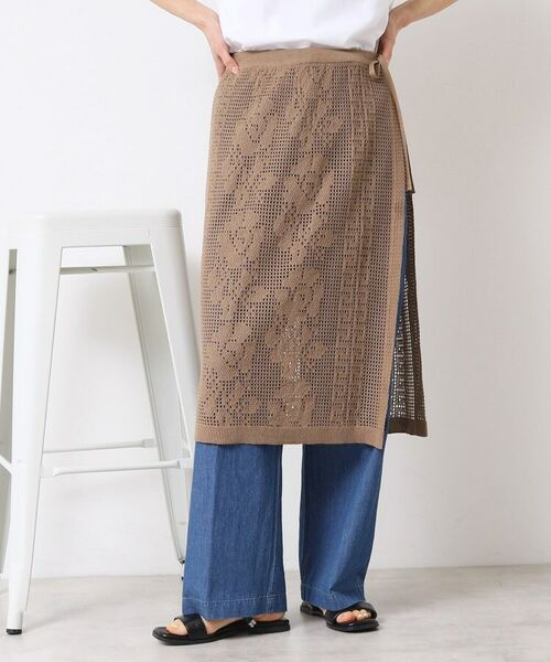 Dessin / デッサン スカート | 【洗える】フラワー柄ニット巻き風スカート | 詳細5