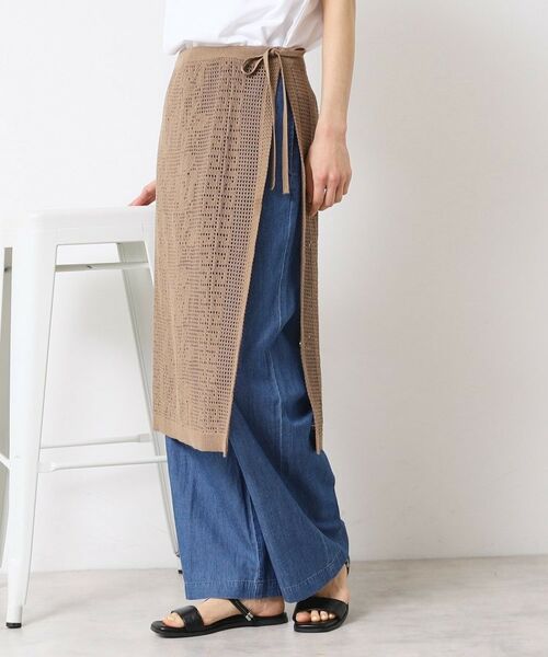 Dessin / デッサン スカート | 【洗える】フラワー柄ニット巻き風スカート | 詳細6