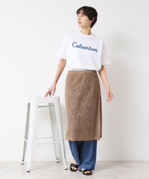 Dessin / デッサン スカート | 【洗える】フラワー柄ニット巻き風スカート | 詳細7