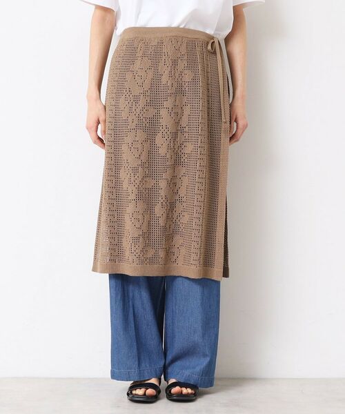 Dessin / デッサン スカート | 【洗える】フラワー柄ニット巻き風スカート | 詳細9