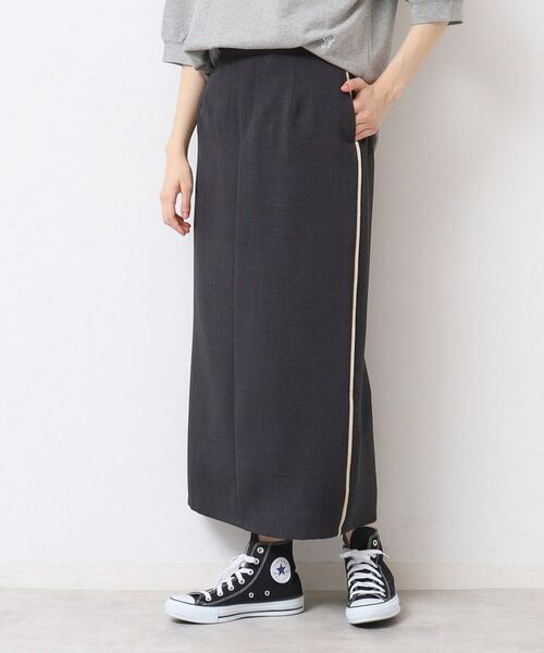 Dessin / デッサン ロング・マキシ丈スカート | 【セットアップ可能・洗える】配色ラインストレートスカート(S~L) | 詳細1