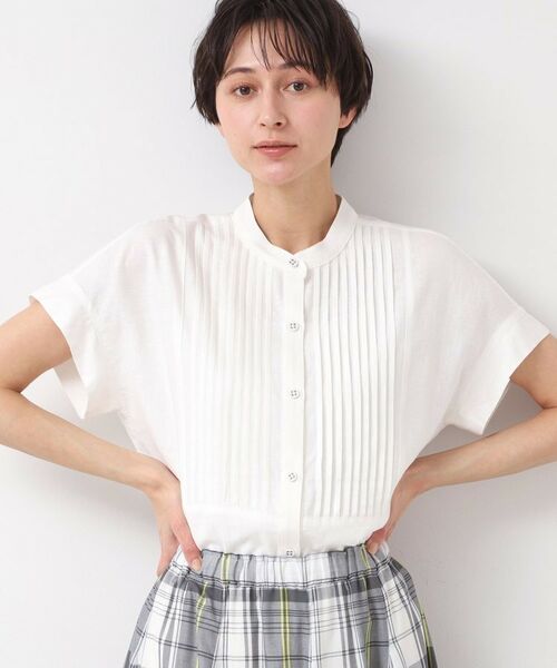 Dessin / デッサン シャツ・ブラウス | 【洗える】ピンタック入りバンドカラーブラウス(S~L) | 詳細1