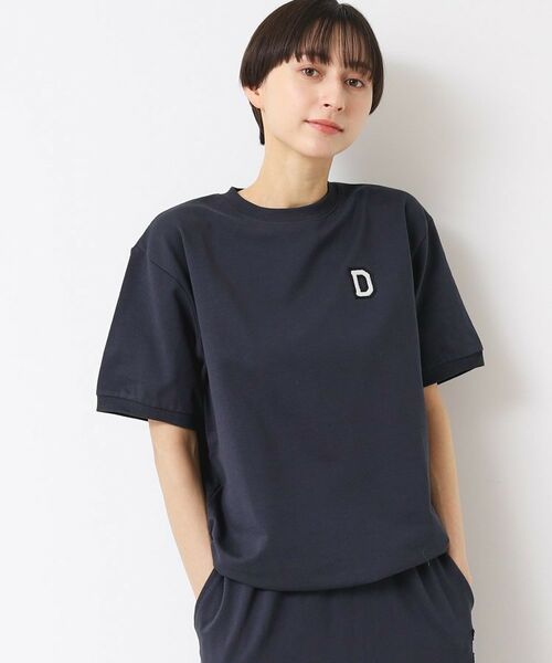 Dessin/デッサン 【ユニセックス】ワンポイントTシャツ ネイビー(094) 00(XS) Dessin/デッサン 【ユニセックス】ワンポイントTシャツ ネイビー(094) 00(XS)