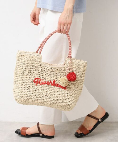 Dessin / デッサン トートバッグ | 【軽量・A4収納可】ポンポンチャームペーパーロゴトートバッグ(ライトベージュ(551))