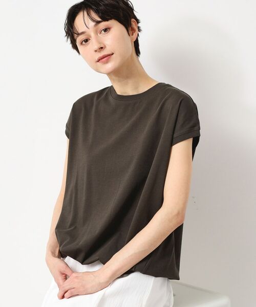 Dessin / デッサン カットソー | 【洗える・UV】ドローコード付きフレンチスリーブカットソー(ブラウン(045))