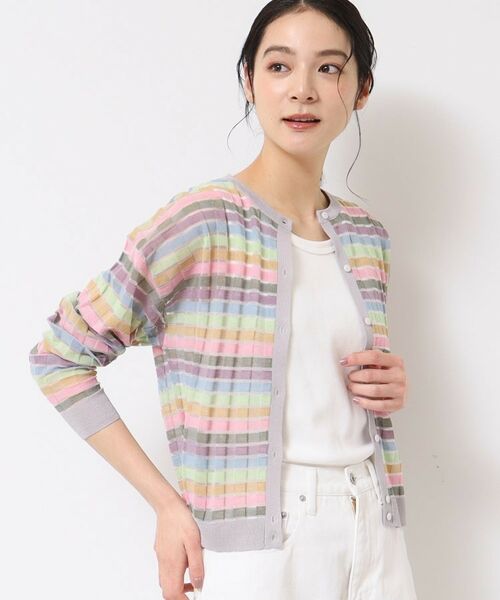 Dessin / デッサン カーディガン・ボレロ | 【洗える】シアーボーダーカーディガン(S~L) | 詳細1