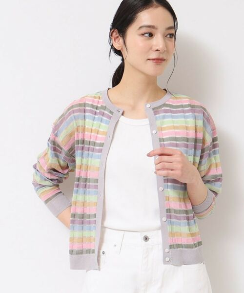 Dessin / デッサン カーディガン・ボレロ | 【洗える】シアーボーダーカーディガン(S~L) | 詳細2