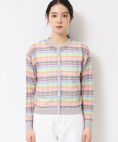 Dessin / デッサン カーディガン・ボレロ | 【洗える】シアーボーダーカーディガン(S~L) | 詳細9