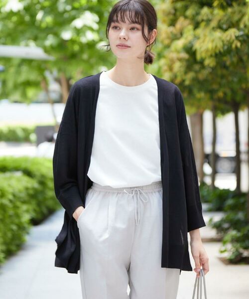 Dessin / デッサン カーディガン・ボレロ | 【接触冷感・洗える】ドルマンスリーブひんやりカーディガン(S~L)(ブラック(019))