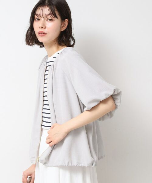 Dessin / デッサン レザーブルゾン・ジャケット | 【洗える】ドローコード付きバルーン袖ブルゾン(ライトグレー(011))