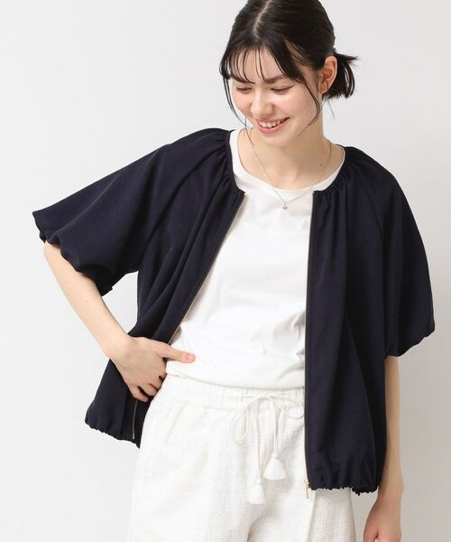 Dessin / デッサン レザーブルゾン・ジャケット | 【洗える】ドローコード付きバルーン袖ブルゾン(ネイビー(094))