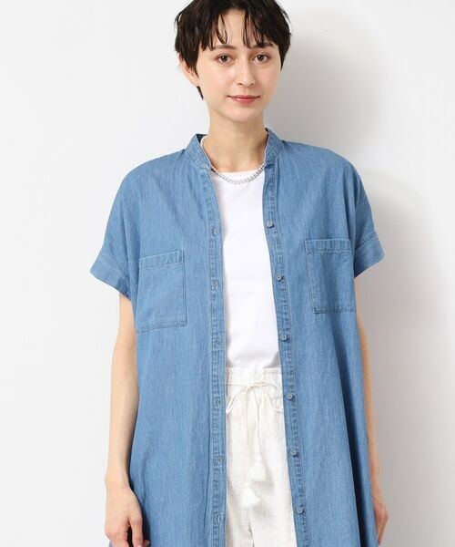 Dessin / デッサン ロング・マキシ丈ワンピース | 【洗える】リネンブレンドデニム調シャツワンピース（S～L） | 詳細1