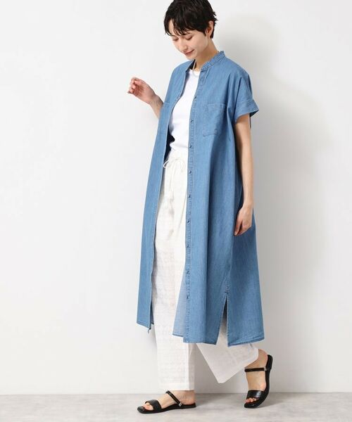 Dessin / デッサン ロング・マキシ丈ワンピース | 【洗える】リネンブレンドデニム調シャツワンピース（S～L） | 詳細3