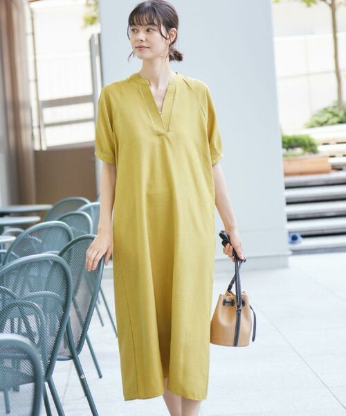 Dessin / デッサン ロング・マキシ丈ワンピース | 【二の腕カバー・洗える】パフスリーブAラインフレアーワンピース | 詳細5