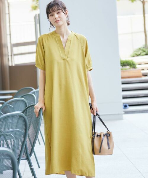 Dessin / デッサン ロング・マキシ丈ワンピース | 【二の腕カバー・洗える】パフスリーブAラインフレアーワンピース | 詳細6