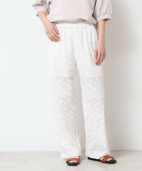 Dessin / デッサン パンツ | 【ウエストゴム・洗える】刺繍柄インドレースパンツ | 詳細5