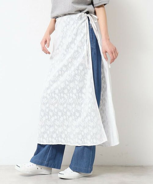 Dessin/デッサン 【洗える】刺繍柄インドレース巻きスカート ホワイト(002) 02(M) Dessin/デッサン 【洗える】刺繍柄インドレース巻きスカート ホワイト(002) 02(M)