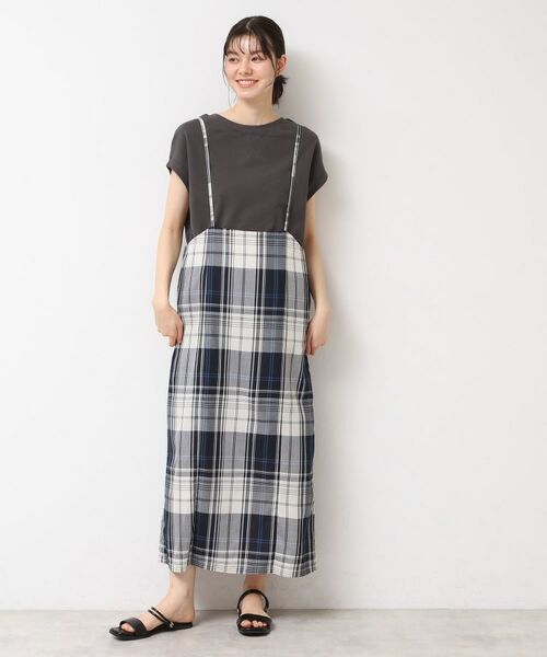 Dessin / デッサン ロング・マキシ丈スカート | 【洗える】肩紐付きチェックスカート | 詳細1