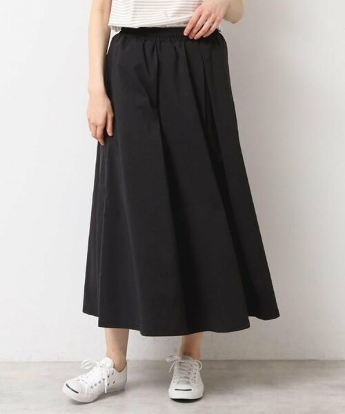 JIL SANDER☆ドレープ ミディ スカート コットン ウエスト ゴム ストレッチモールスキン Iラインミディスカート （ロング