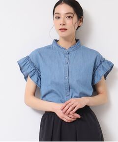 Dessin / デッサン シャツ・ブラウス | 【洗える】ギャザーフリル綿麻デニムブラウス