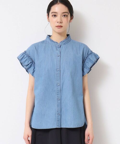 Dessin / デッサン シャツ・ブラウス | 【洗える】ギャザーフリル綿麻デニムブラウス | 詳細13