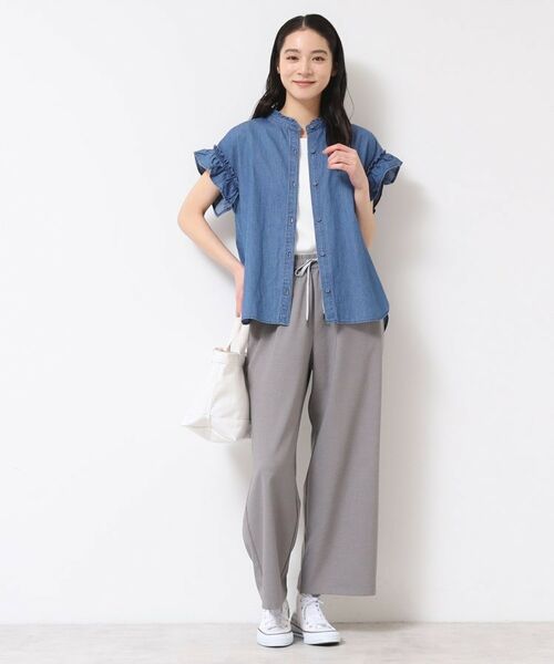 Dessin / デッサン シャツ・ブラウス | 【洗える】ギャザーフリル綿麻デニムブラウス | 詳細2