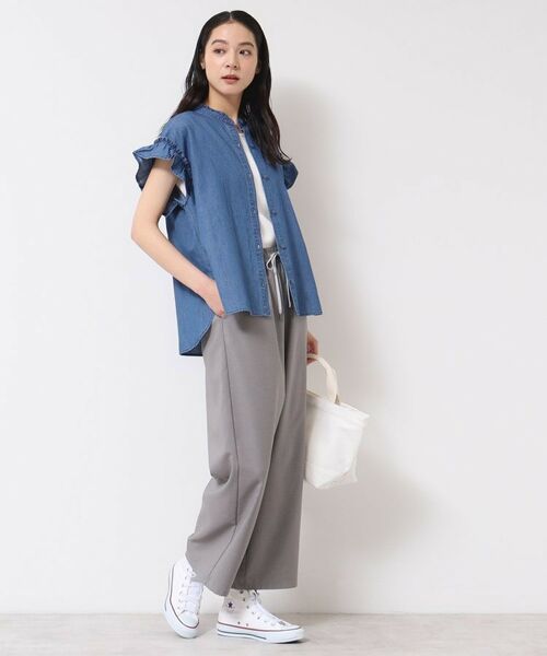 Dessin / デッサン シャツ・ブラウス | 【洗える】ギャザーフリル綿麻デニムブラウス | 詳細3