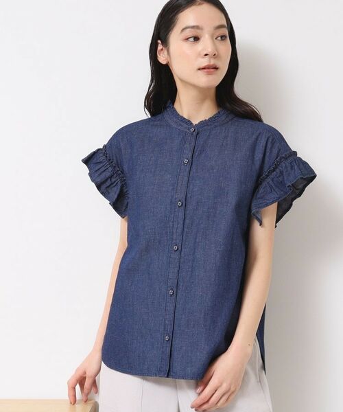Dessin / デッサン シャツ・ブラウス | 【洗える】ギャザーフリル綿麻デニムブラウス | 詳細5
