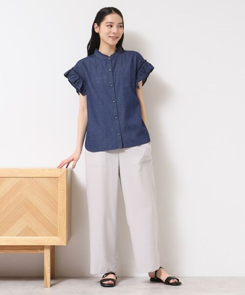Dessin / デッサン シャツ・ブラウス | 【洗える】ギャザーフリル綿麻デニムブラウス | 詳細6