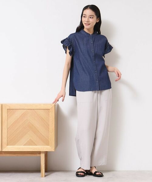 Dessin / デッサン シャツ・ブラウス | 【洗える】ギャザーフリル綿麻デニムブラウス | 詳細7