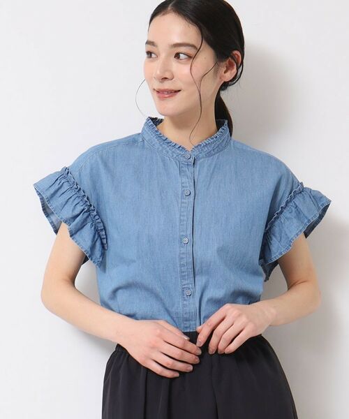 Dessin / デッサン シャツ・ブラウス | 【洗える】ギャザーフリル綿麻デニムブラウス | 詳細9