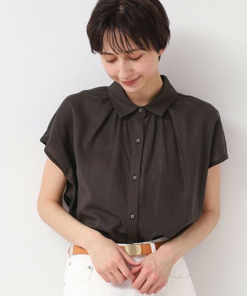 Dessin / デッサン シャツ・ブラウス | 【洗える】シャツカラーフレンチスリーブブラウス(XS~L) | 詳細1