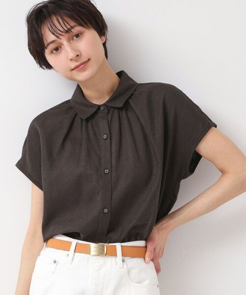 Dessin / デッサン シャツ・ブラウス | 【洗える】シャツカラーフレンチスリーブブラウス(XS~L) | 詳細2