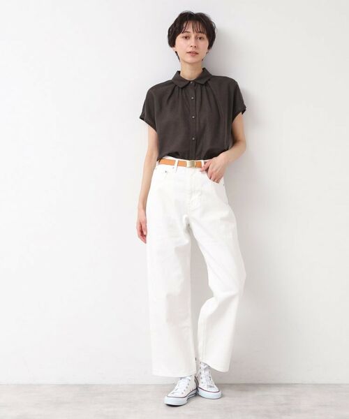 Dessin / デッサン シャツ・ブラウス | 【洗える】シャツカラーフレンチスリーブブラウス(XS~L) | 詳細3