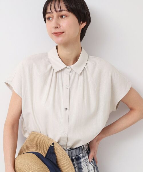 Dessin / デッサン シャツ・ブラウス | 【洗える】シャツカラーフレンチスリーブブラウス(XS~L) | 詳細5