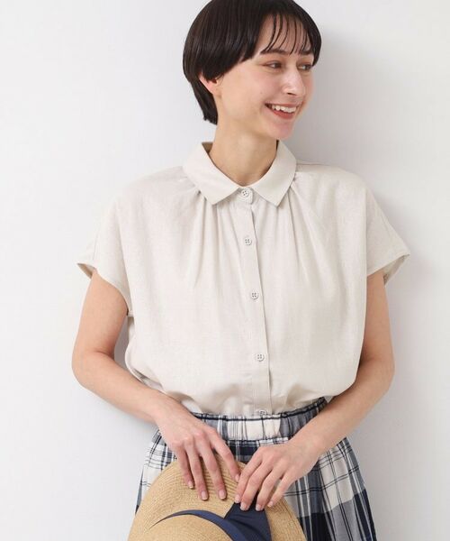 Dessin / デッサン シャツ・ブラウス | 【洗える】シャツカラーフレンチスリーブブラウス(XS~L) | 詳細6