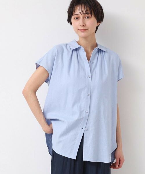 Dessin / デッサン シャツ・ブラウス | 【洗える】シャツカラーフレンチスリーブブラウス(XS~L) | 詳細9