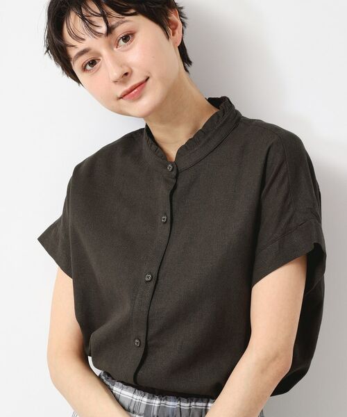 Dessin / デッサン シャツ・ブラウス | 【洗える】フリルネックシャツ(XS~L)(ブラウン(044))