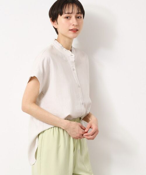 Dessin / デッサン シャツ・ブラウス | 【洗える】フリルネックシャツ(XS~L)(グレージュ(050))