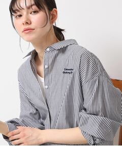 Dessin / デッサン シャツ・ブラウス | 【洗える】ロゴ刺繍入りストライプオーバーシャツ