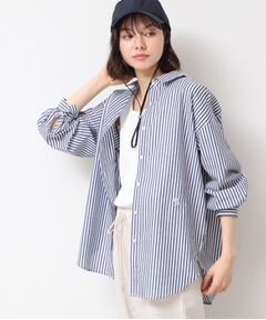 Dessin / デッサン シャツ・ブラウス | 【洗える】ロゴ刺繍入りストライプオーバーシャツ