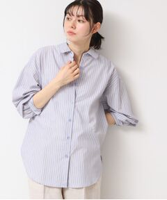 Dessin / デッサン シャツ・ブラウス | 【洗える】ロゴ刺繍入りストライプオーバーシャツ