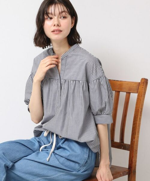 Dessin / デッサン シャツ・ブラウス | 【洗える・4サイズ展開】フロントスリット五分袖ブラウス（XS～L） | 詳細1