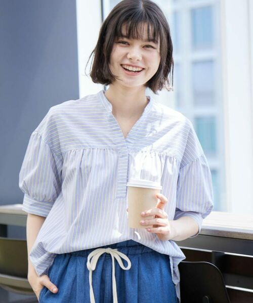 Dessin / デッサン シャツ・ブラウス | 【洗える・4サイズ展開】フロントスリット五分袖ブラウス（XS～L） | 詳細10