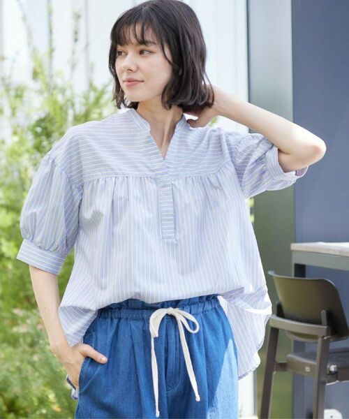 Dessin / デッサン シャツ・ブラウス | 【洗える・4サイズ展開】フロントスリット五分袖ブラウス（XS～L） | 詳細9