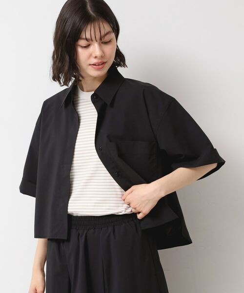 Dessin / デッサン シャツ・ブラウス | 【撥水・セットアップ可能・洗える】ナイロンクロップド丈シャツ | 詳細1